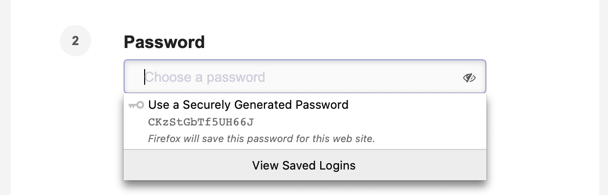 The randomised password option.