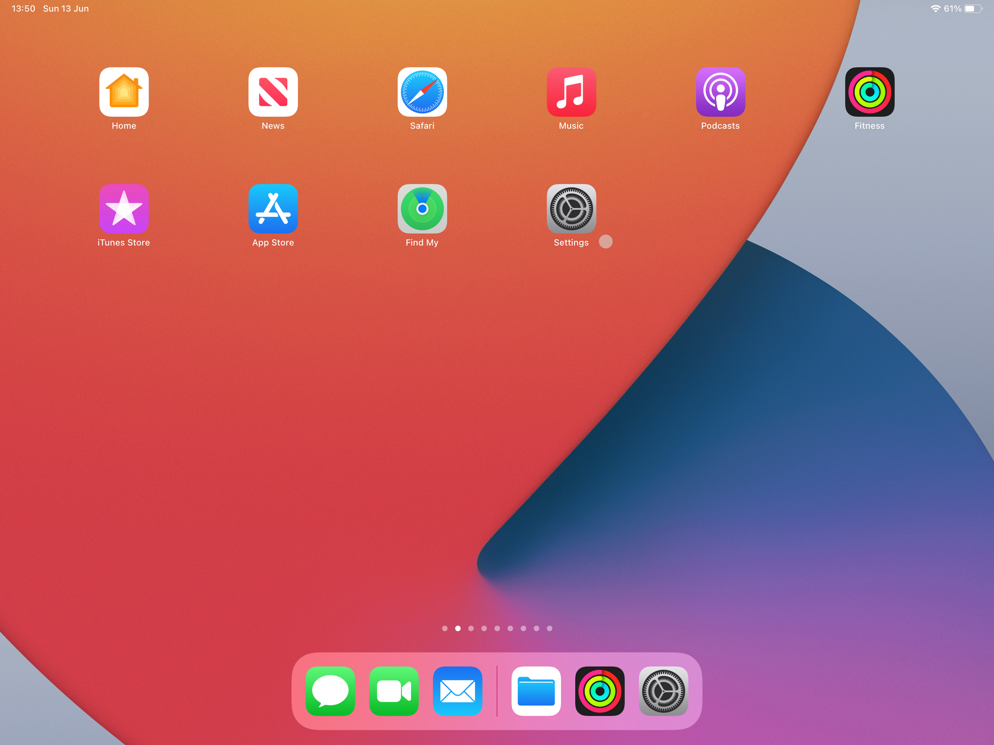 The Settings app on iPadOS.