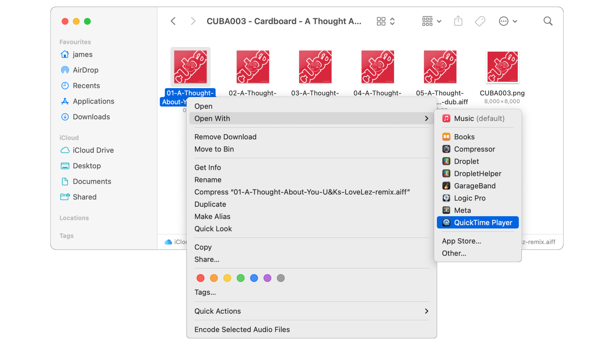 The Open With option from the menu.