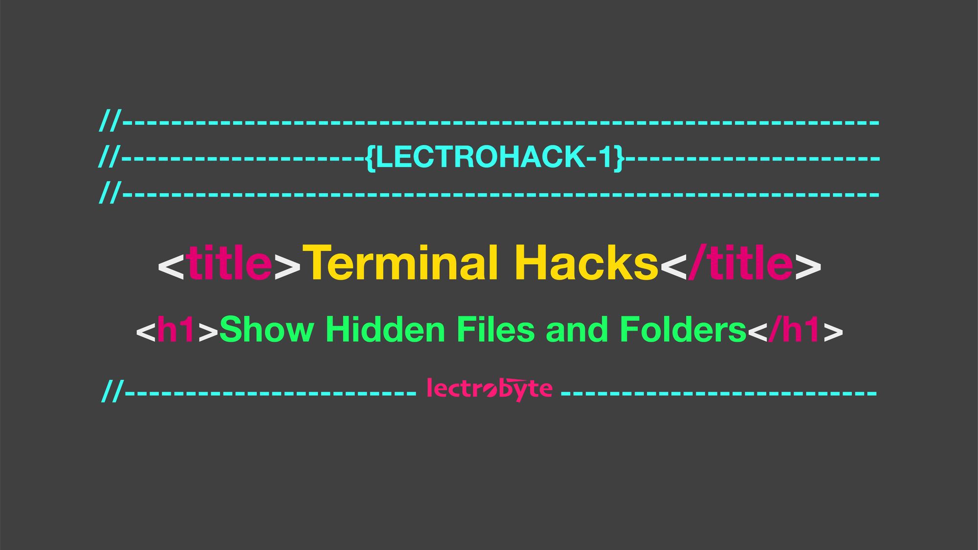 LECTROHACK #1 Terminal Hacks: Show Hidden Files and Folders artwork.