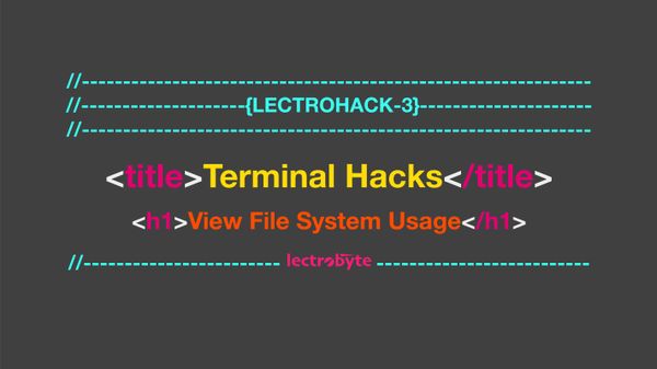 LECTROHACK #3 Terminal Hacks: View File System Usage artwork.